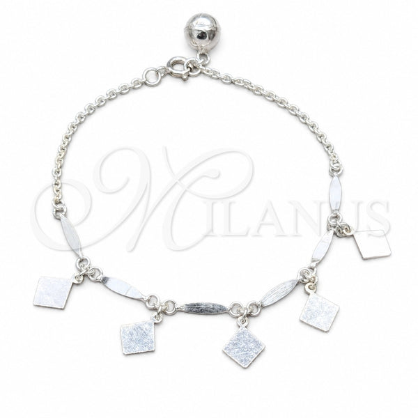 Sterling Silver Charm Bracelet, Polished, Silver Finish, 03.409.0080.08 (01 MM Thickness, 8 Inches Length)