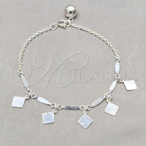 Sterling Silver Charm Bracelet, Polished, Silver Finish, 03.409.0080.08 (01 MM Thickness, 8 Inches Length)