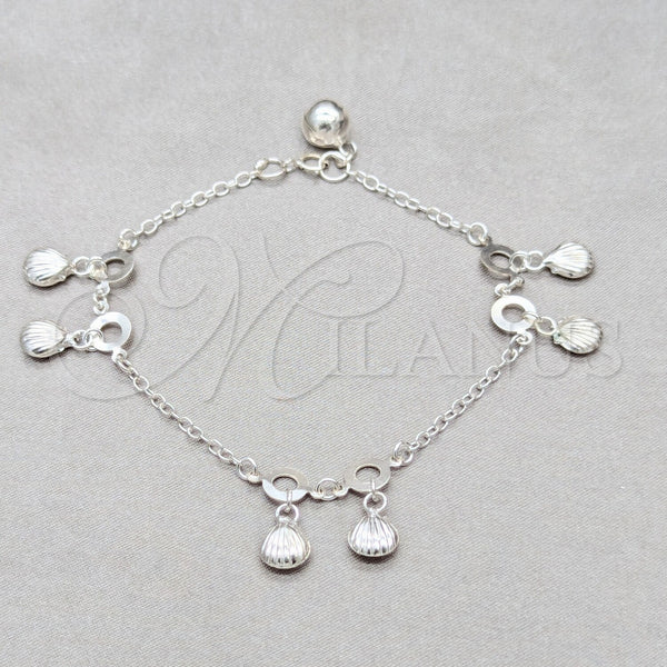 Sterling Silver Bracelet — Charm Bracelet Shell Design Polished 03. 01 MM — main product view — SKU 157940 | Plata 925 brazalete — Charm Bracelet Shell diseño pulido 03. 01 MM — SKU 157940