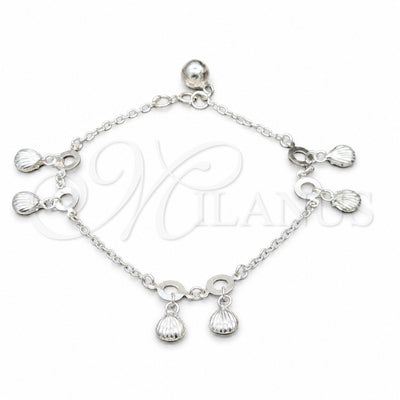 Sterling Silver Charm Bracelet, Shell Design, Polished, Silver Finish, 03.409.0081.08 (01 MM Thickness, 8 for wholesale, main product view