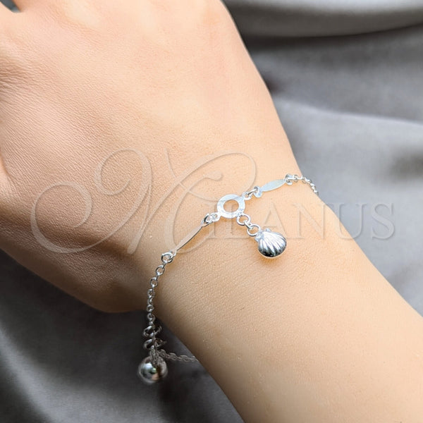 Sterling Silver Bracelet — Charm Bracelet Shell Design Polished 03. 01 MM — alternate product view — SKU 157941 | Plata 925 brazalete — Charm Bracelet Shell diseño pulido 03. 01 MM — SKU 157941