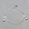 Sterling Silver Charm Bracelet, Shell Design, Polished, Silver Finish, 03.409.0082.08 (01 MM Thickness, 8 Inches Length)