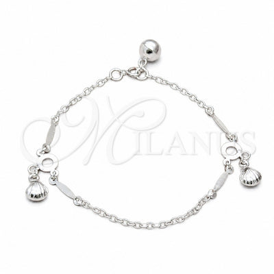 Sterling Silver Charm Bracelet, Shell Design, Polished, Silver Finish, 03.409.0082.08 (01 MM Thickness, 8 for wholesale, main product view