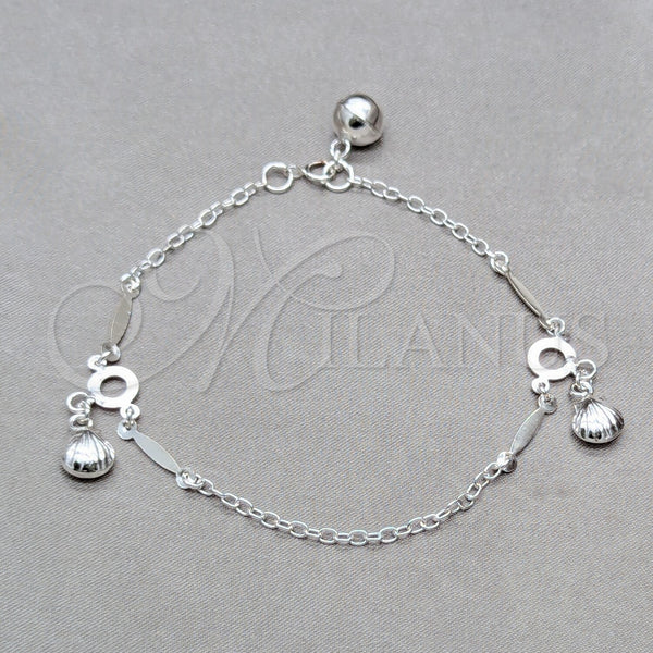 Sterling Silver Bracelet — Charm Bracelet Shell Design Polished 03. 01 MM — main product view — SKU 157941 | Plata 925 brazalete — Charm Bracelet Shell diseño pulido 03. 01 MM — SKU 157941