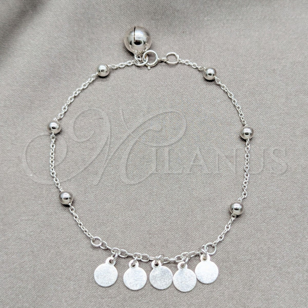 Sterling Silver Fancy Bracelet, Rolo Design, Polished, Silver Finish, 03.409.0083.08