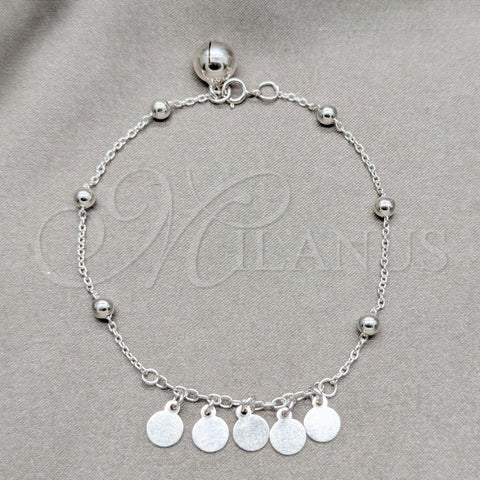 Sterling Silver Fancy Bracelet, Rolo Design, Polished, Silver Finish, 03.409.0083.08