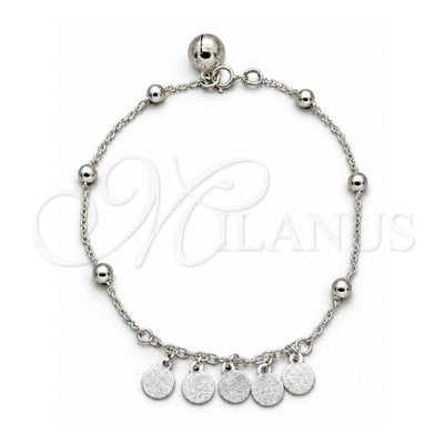 Sterling Silver Charm Bracelet, Polished, Silver Finish, 03.409.0083.08 (01 MM Thickness, 8 Inches Length)