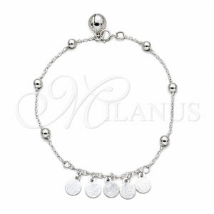Sterling Silver Charm Bracelet, Polished, Silver Finish, 03.409.0083.08 (01 MM Thickness, 8 Inches Length)