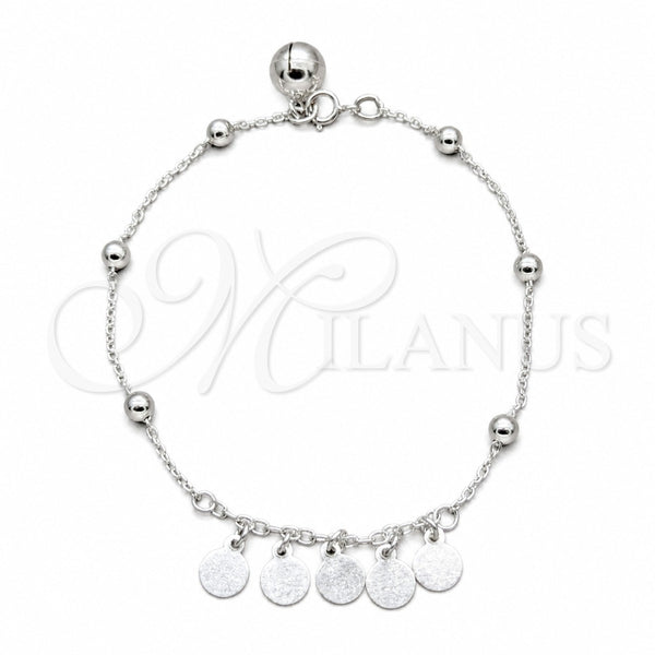 Sterling Silver Charm Bracelet, Polished, Silver Finish, 03.409.0083.08 (01 MM Thickness, 8 Inches Length)