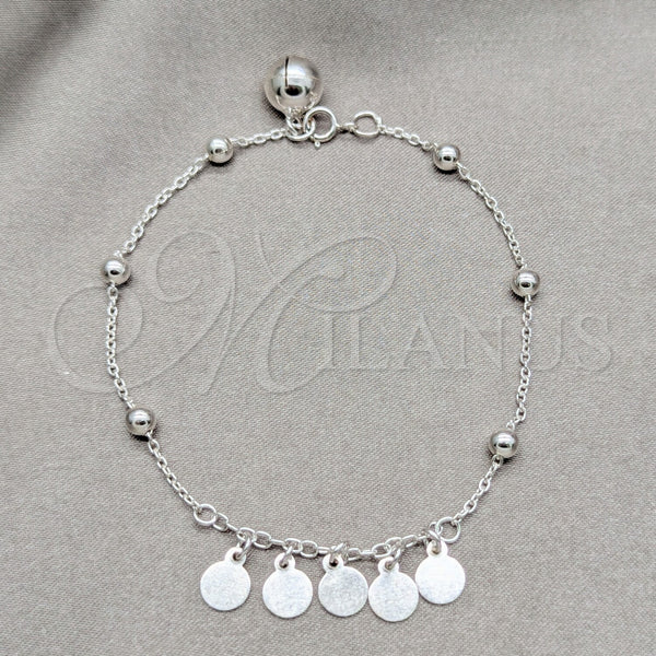 Sterling Silver Charm Bracelet, Polished, Silver Finish, 03.409.0083.08 (01 MM Thickness, 8 Inches Length)