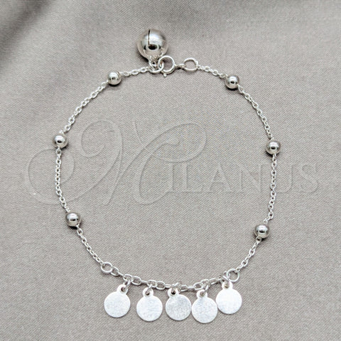 Sterling Silver Charm Bracelet, Polished, Silver Finish, 03.409.0083.08 (01 MM Thickness, 8 Inches Length)