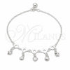Sterling Silver Charm Anklet , Shell and Heart Design, Polished, Silver Finish, 03.409.0084.10 (01 MM Thickness, 10 Inches Length)