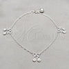Sterling Silver Charm Anklet , Sun Design, Polished, Silver Finish, 03.409.0086.10 (01 MM Thickness, 10 Inches Length)