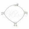 Sterling Silver Charm Anklet , Sun Design, Polished, Silver Finish, 03.409.0086.10 (01 MM Thickness, 10 Inches Length)