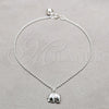 Sterling Silver Charm Anklet , Ball and Elephant Design, Polished, Silver Finish, 03.409.0087.10 (01 MM Thickness, 10 Inches Length)