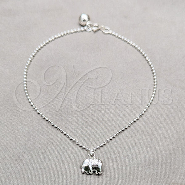 Sterling Silver Anklet — Charm Anklet Ball and Elephant Design Polished 03. — main product view — SKU 157946 | Plata 925 tobillera — Charm Anklet Ball and Elephant diseño pulido 03. — SKU 157946