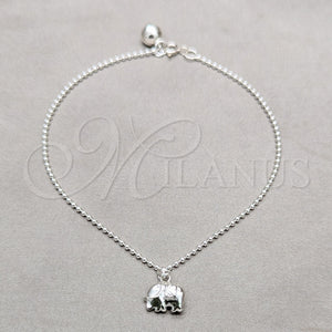 Sterling Silver Anklet — Charm Anklet Ball and Elephant Design Polished 03. — main product view — SKU 157946 | Plata 925 tobillera — Charm Anklet Ball and Elephant diseño pulido 03. — SKU 157946
