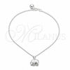 Sterling Silver Charm Anklet , Ball and Elephant Design, Polished, Silver Finish, 03.409.0087.10 (01 MM Thickness, 10 Inches Length)