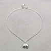 Sterling Silver Charm Anklet , Ball and Elephant Design, Polished, Silver Finish, 03.409.0087.10 (01 MM Thickness, 10 Inches Length)