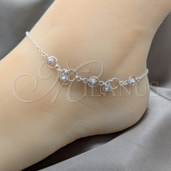Sterling Silver Anklet — Charm Anklet Sun Design Polished 03. 01 MM — alternate product view — SKU 157947 | Plata 925 tobillera — Charm Anklet Sun diseño pulido 03. 01 MM — SKU 157947