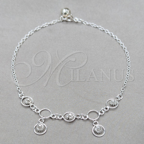 Sterling Silver Anklet — Charm Anklet Sun Design Polished 03. 01 MM — main product view — SKU 157947 | Plata 925 tobillera — Charm Anklet Sun diseño pulido 03. 01 MM — SKU 157947