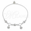 Sterling Silver Charm Anklet , Sun Design, Polished, Silver Finish, 03.409.0088.10 (01 MM Thickness, 10 Inches Length)