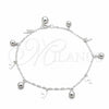 Sterling Silver Charm Anklet , Dolphin and Ball Design, Polished, Silver Finish, 03.409.0089.10 (01 MM Thickness, 10 Inches Length)