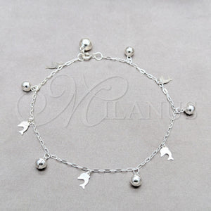 Sterling Silver Anklet — Charm Anklet Dolphin and Ball Design Polished 03. — main product view — SKU 157948 | Plata 925 tobillera — Charm Anklet delfín and Ball diseño pulido 03. — SKU 157948