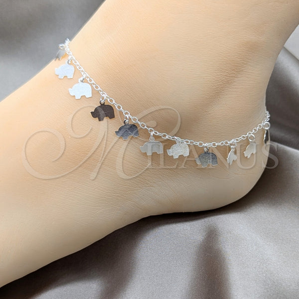 Sterling Silver Anklet — Charm Anklet Elephant Design Polished 03. 01 MM — alternate product view — SKU 157949 | Plata 925 tobillera — Charm Anklet Elephant diseño pulido 03. 01 MM — SKU 157949