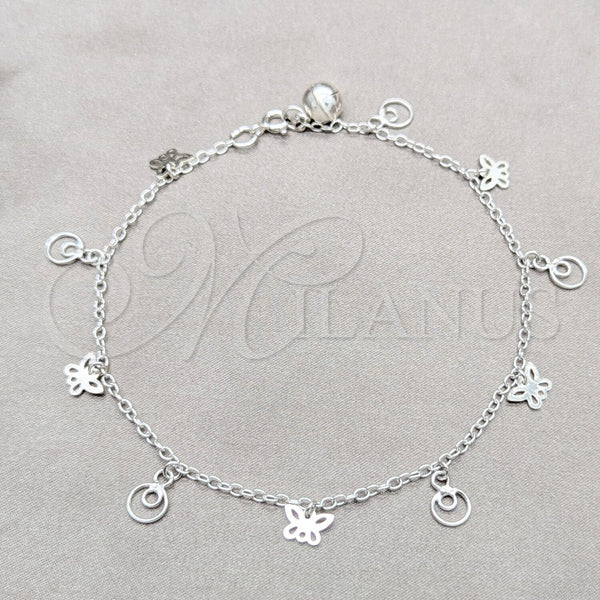 Sterling Silver Anklet — Charm Anklet Butterfly Design Polished 03. 01 MM — main product view — SKU 157950 | Plata 925 tobillera — Charm Anklet mariposa diseño pulido 03. 01 MM — SKU 157950