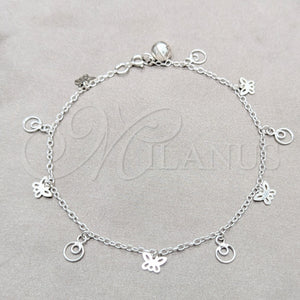 Sterling Silver Anklet — Charm Anklet Butterfly Design Polished 03. 01 MM — main product view — SKU 157950 | Plata 925 tobillera — Charm Anklet mariposa diseño pulido 03. 01 MM — SKU 157950