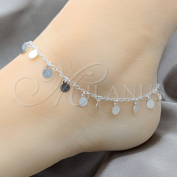 Sterling Silver Anklet — Charm Anklet Polished 03. 01 MM Thickness 10 — alternate product view — SKU 157952 | Plata 925 tobillera — Charm Anklet pulido 03. 01 MM Thickness 10 — SKU 157952