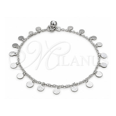 Sterling Silver Charm Anklet , Polished, Silver Finish, 03.409.0093.10 (01 MM Thickness, 10 Inches Length)
