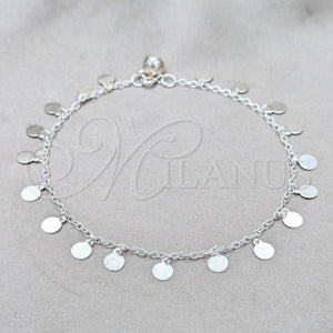 Sterling Silver Anklet — Charm Anklet Polished 03. 01 MM Thickness 10 — main product view — SKU 157952 | Plata 925 tobillera — Charm Anklet pulido 03. 01 MM Thickness 10 — SKU 157952