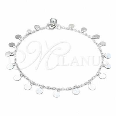Sterling Silver Charm Anklet, Polished, Silver Finish, 03.409.0093.10 (01 MM Thickness, 10 Inches Length) for wholesale, main product view