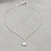 Sterling Silver Charm Anklet , Elephant and Ball Design, Polished, Silver Finish, 03.409.0094.10 (01 MM Thickness, 10 Inches Length)