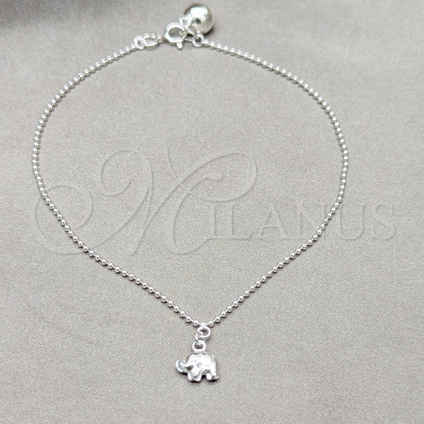 Sterling Silver Anklet — Charm Anklet Elephant and Ball Design Polished 03. — main product view — SKU 157953 | Plata 925 tobillera — Charm Anklet Elephant and Ball diseño pulido 03. — SKU 157953