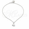 Sterling Silver Charm Anklet , Elephant and Ball Design, Polished, Silver Finish, 03.409.0094.10 (01 MM Thickness, 10 Inches Length)