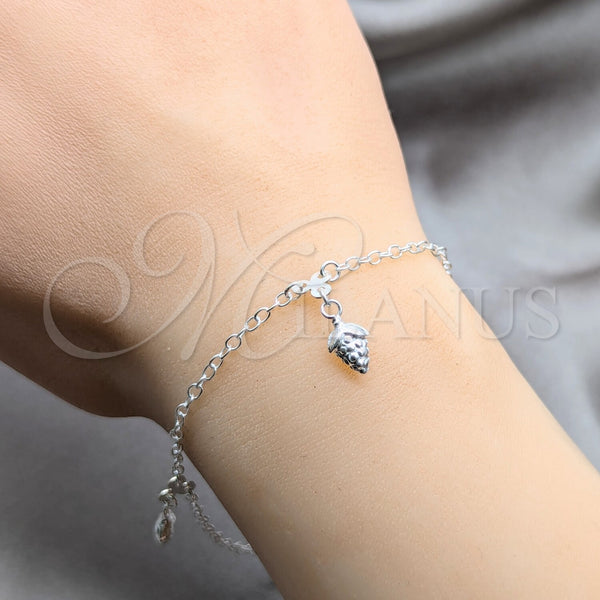 Sterling Silver Bracelet — Charm Bracelet Grape Design Polished 03. 01 MM — alternate product view — SKU 157955 | Plata 925 brazalete — Charm Bracelet Grape diseño pulido 03. 01 MM — SKU 157955