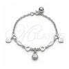 Sterling Silver Charm Bracelet, Heart and Shell Design, Polished, Silver Finish, 03.409.0097.08 (01 MM Thickness, 8 Inches Length)
