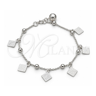 Sterling Silver Charm Bracelet, Ball Design, Polished, Silver Finish, 03.409.0098.08 (01 MM Thickness, 8 Inches Length)