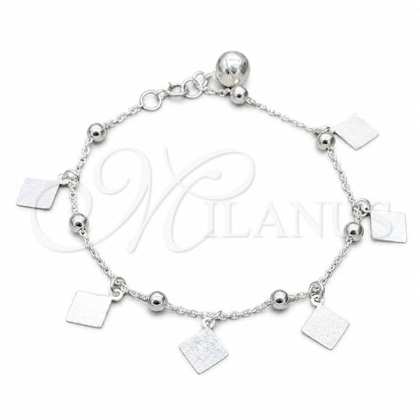 Sterling Silver Charm Bracelet, Ball Design, Polished, Silver Finish, 03.409.0098.08 (01 MM Thickness, 8 Inches Length)