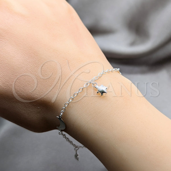 Sterling Silver Bracelet — Charm Bracelet Turtle and Moon Design Polished 03. — alternate product view — SKU 157958 | Plata 925 brazalete — Charm Bracelet Turtle and Moon diseño pulido 03. — SKU 157958