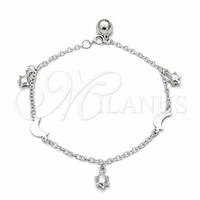 Sterling Silver Charm Bracelet, Turtle and Moon Design, Polished, Silver Finish, 03.409.0099.08 (01 MM for wholesale, main product view