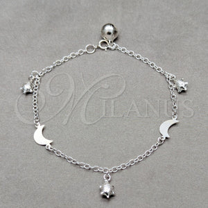 Sterling Silver Bracelet — Charm Bracelet Turtle and Moon Design Polished 03. — main product view — SKU 157958 | Plata 925 brazalete — Charm Bracelet Turtle and Moon diseño pulido 03. — SKU 157958
