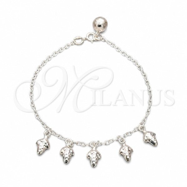 Sterling Silver Charm Bracelet, Grape Design, Polished, Silver Finish, 03.409.0100.08 (01 MM Thickness, 8 Inches Length)