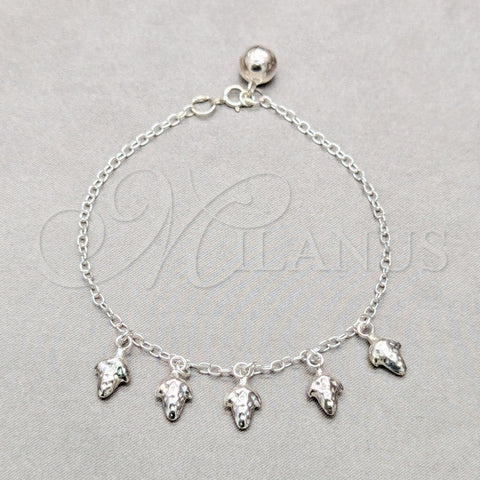 Sterling Silver Charm Bracelet, Grape Design, Polished, Silver Finish, 03.409.0100.08 (01 MM Thickness, 8 Inches Length)