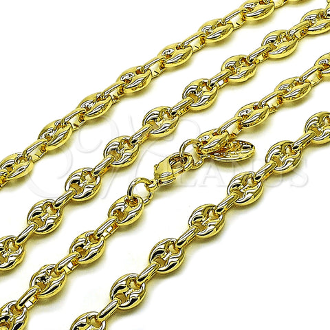 Oro Laminado Basic Necklace, Gold Filled Style Puff Mariner Design, Polished, Golden Finish, 04.63.1310.22