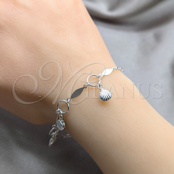Sterling Silver Bracelet — Charm Bracelet Shell Design Polished 03. 01 MM — alternate product view — SKU 157961 | Plata 925 brazalete — Charm Bracelet Shell diseño pulido 03. 01 MM — SKU 157961