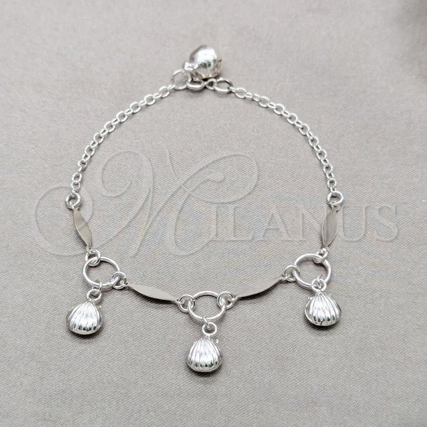 Sterling Silver Bracelet — Charm Bracelet Shell Design Polished 03. 01 MM — main product view — SKU 157961 | Plata 925 brazalete — Charm Bracelet Shell diseño pulido 03. 01 MM — SKU 157961